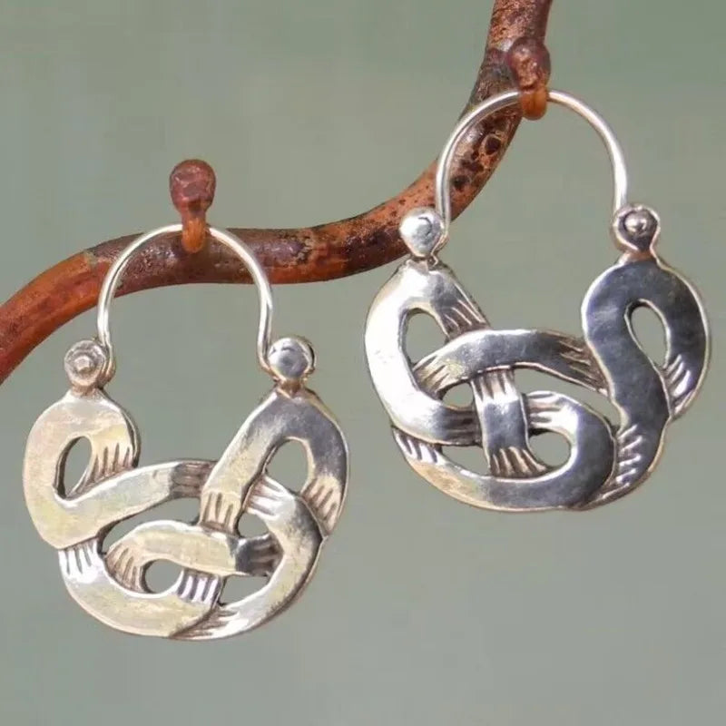 Zinc Alloy Distortion Hoop Earrings