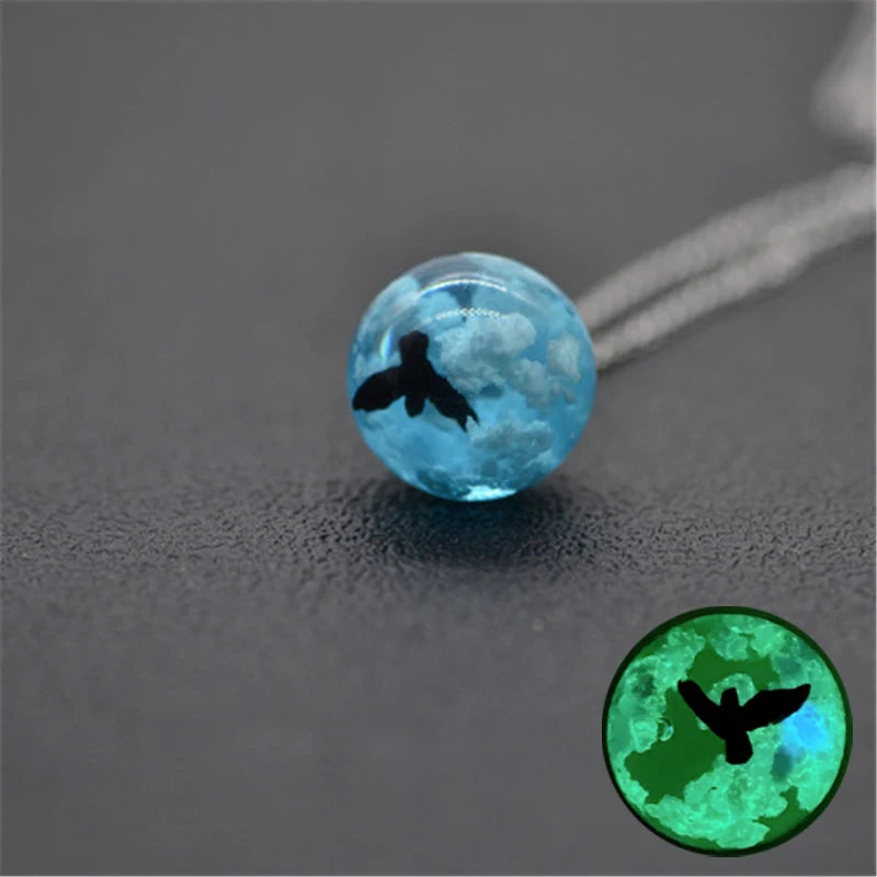 Transparent Resin Ball with Clouds Pendant Necklace in Zinc Alloy - More Styles: Half Moon, Bird
