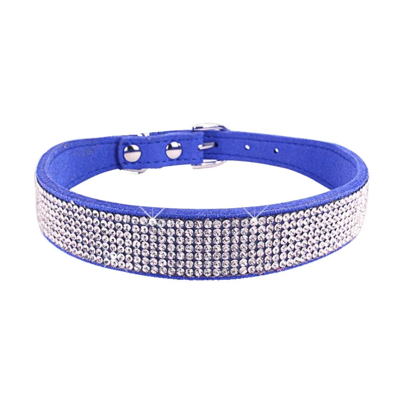 PU Leather Collars for Dogs with Zinc Alloy Buckle & Rhinestones