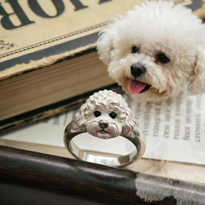 Zinc Alloy Dog Head Rings with Cubic Zirconia Stones - Various Breeds & Styles