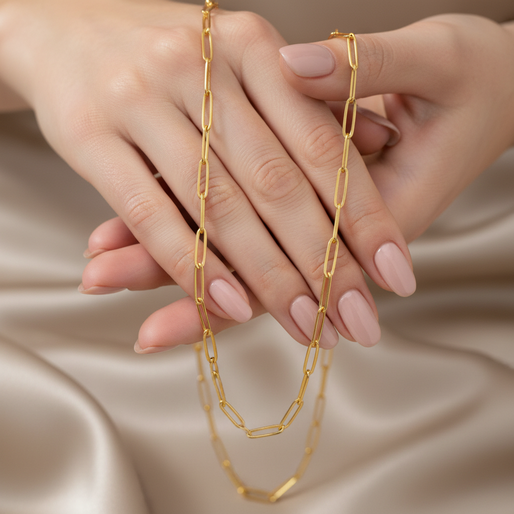 Gold Plated Link Chain Necklace in 925 Sterling Silver