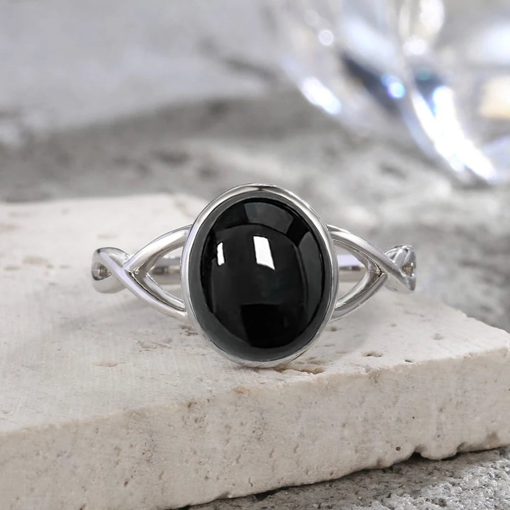 925 Sterling Silver Ring Natural 8-10mm Moonstone Ring