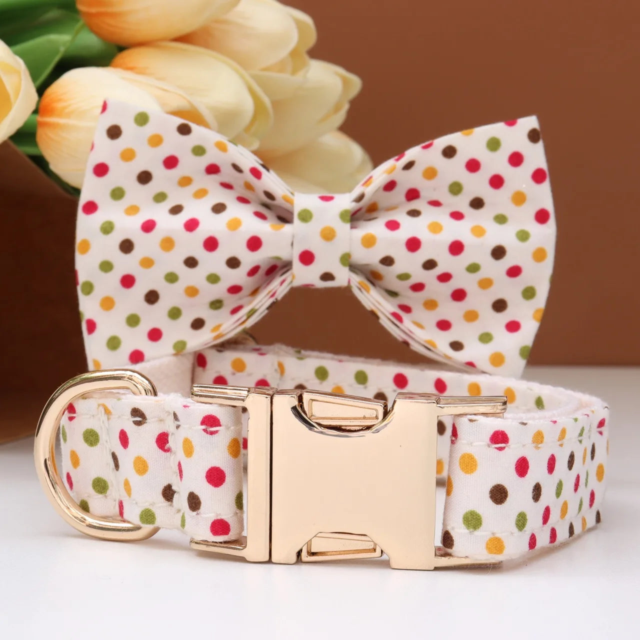 Elegant Fabric Customizable Dog Collar Set - Name Tag, Zinc Alloy Setting, Girly
