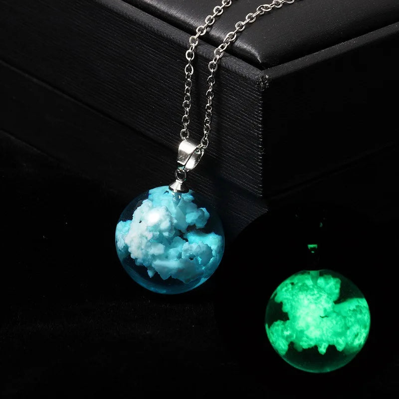 Transparent Resin Ball with Clouds Pendant Necklace in Zinc Alloy - More Styles: Half Moon, Bird