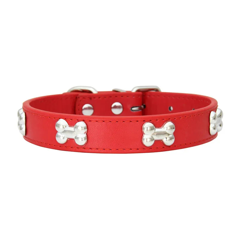 Bone Leather Durable Pet Dog Collar