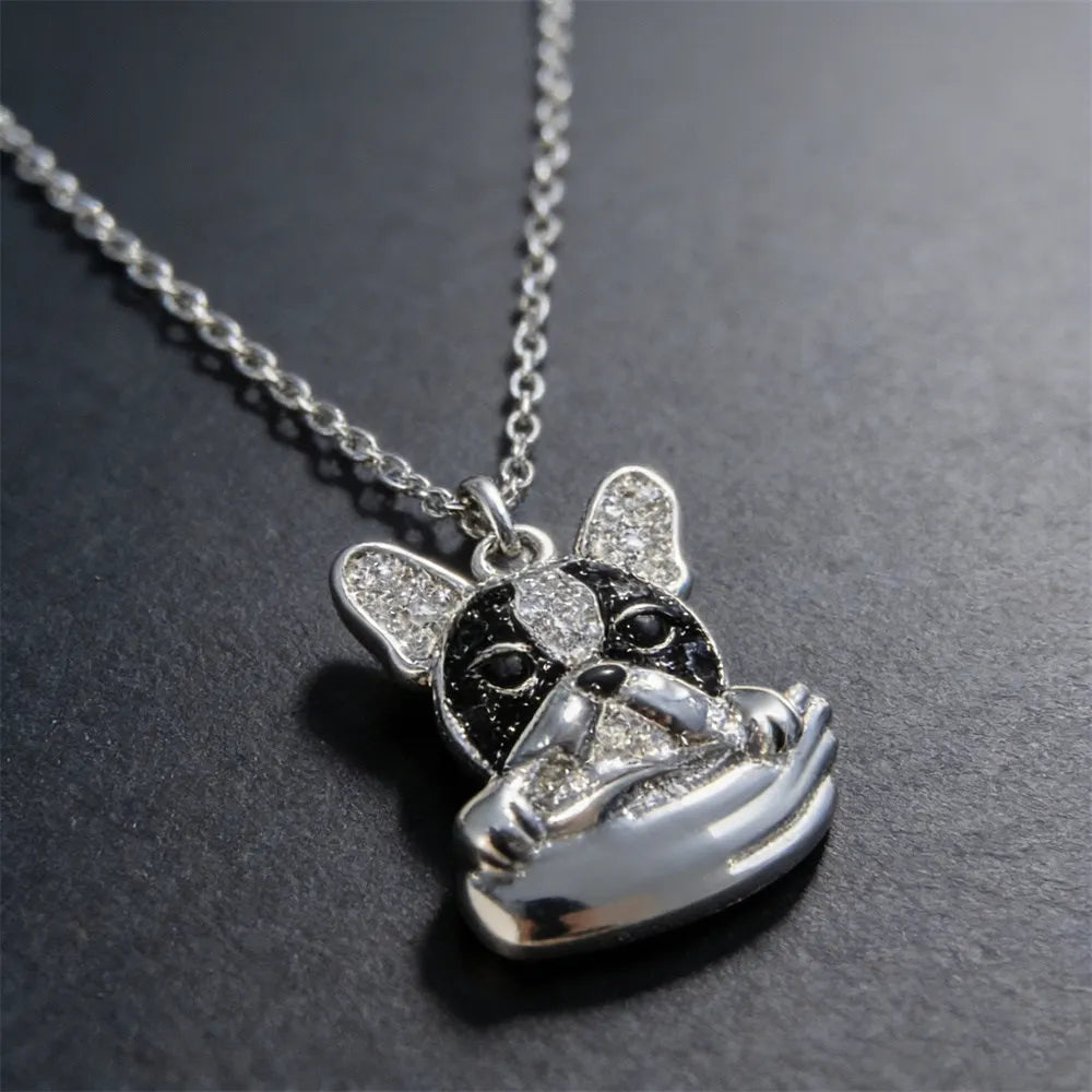 Collection of CZ Stone Dog Pendant Necklaces MANY BREEDS in Gold/Silver Tone Alloy - Choose Your Breed