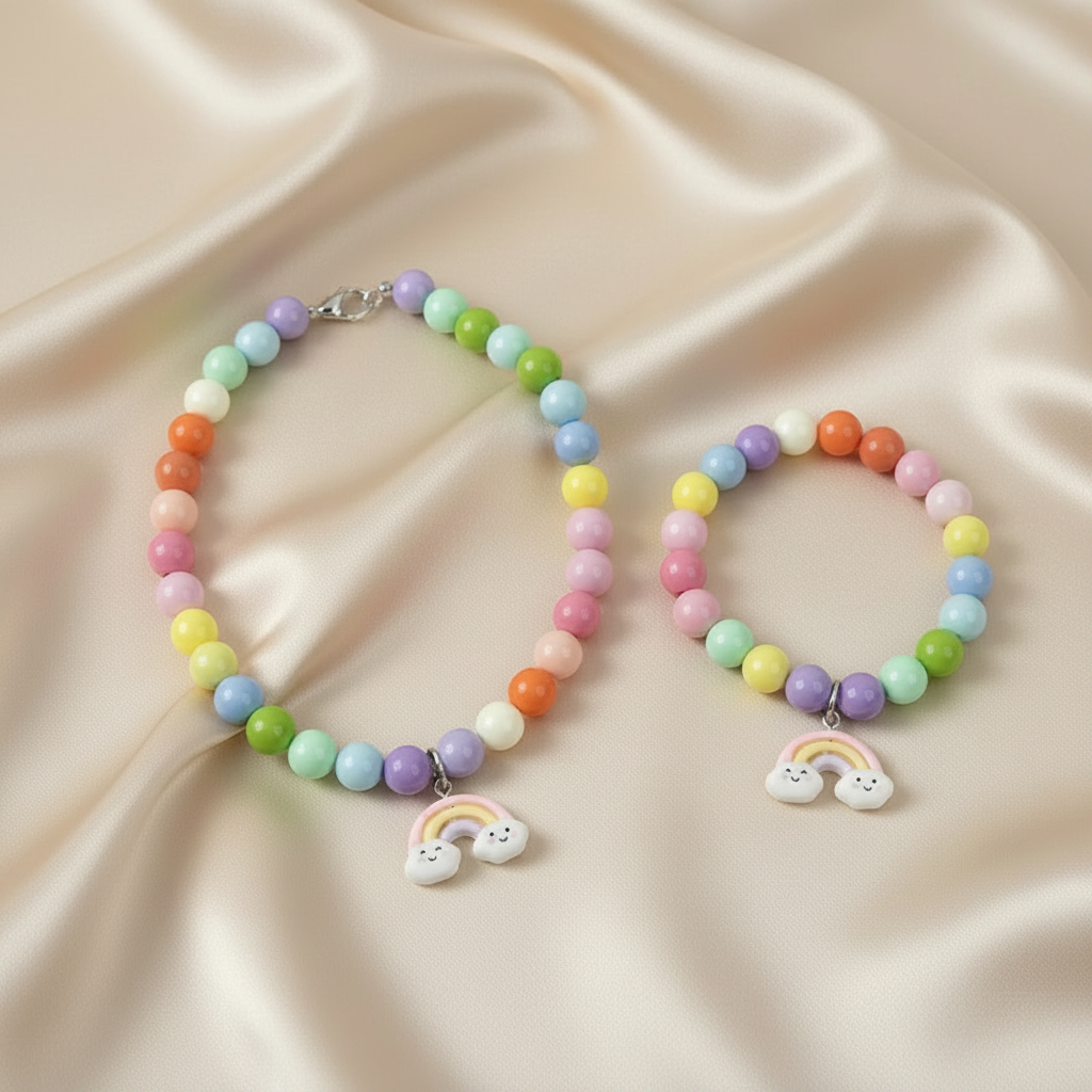 Pastel Resin Beaded Charm Necklace for Small Pets – Adjustable Handmade Dog & Cat Jewelry