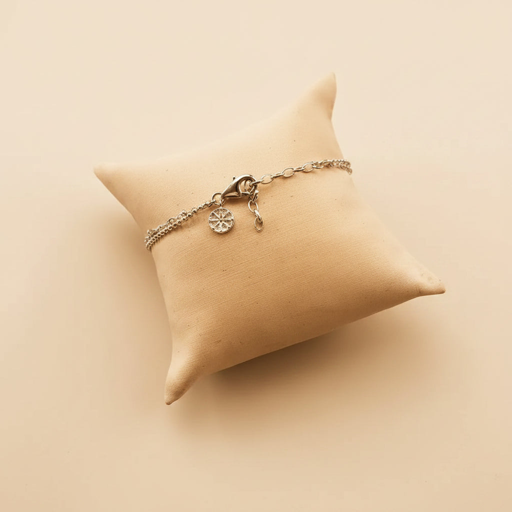 Karma Wheel Wire Chain Bracelet in 925 Sterling Silver