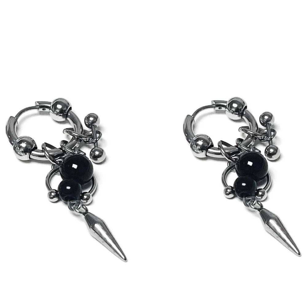 Y2K Punk Goth Spike Rivet Ball Pearl Hoop Earrings