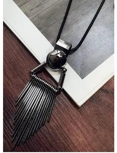 Selection of Bold Long Alloy Necklaces with Large Crystal Pendants