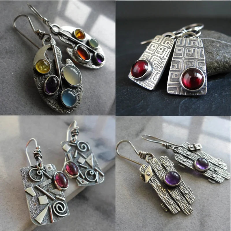 Unique Collection of Zinc Alloy Resin Dangle Earrings - Geometric Asymmetric Boho Trendy