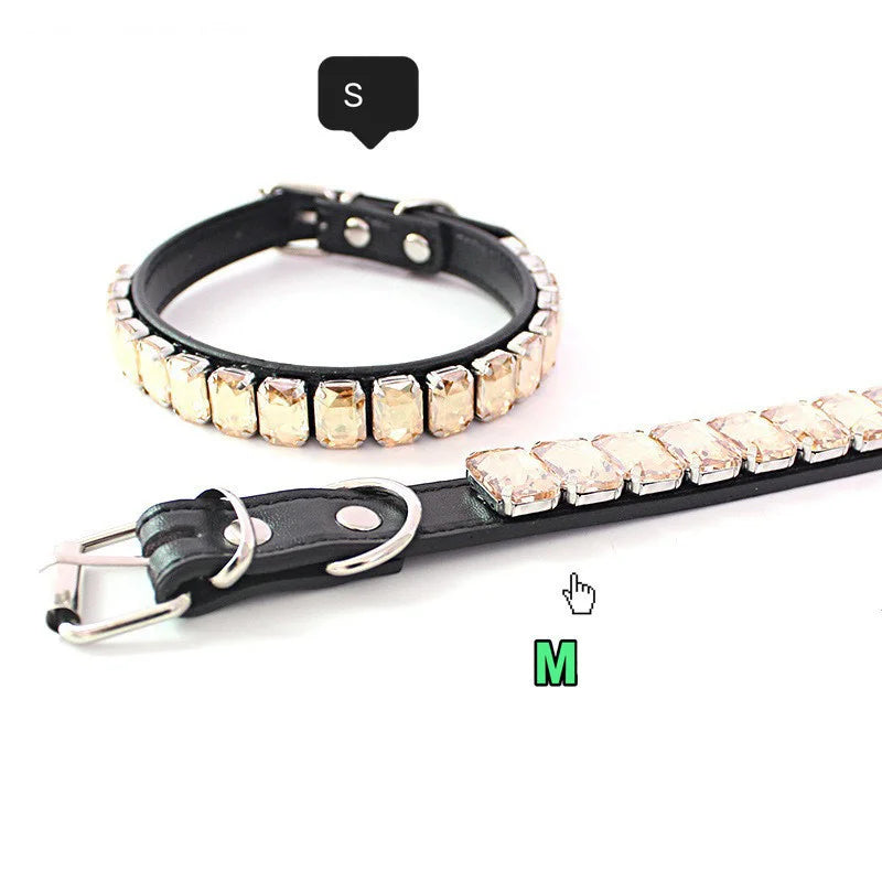 Hot Bling Dog Collars with PU Leather & Rhinestones