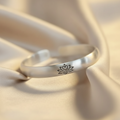 Matte 925 Silver Lotus Flower Engraved Bracelet
