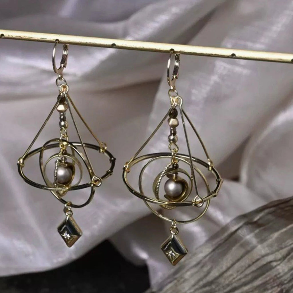 Creative Star Orbit Acrylic Bead Titanium Earrings Geometric
