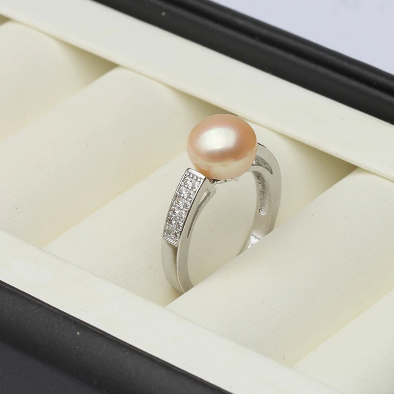 Genuine Freshwater Pearl Adjustable Ring in 925 Sterling Silver