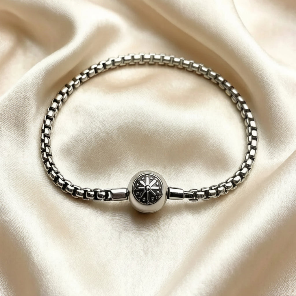 Vintage Inspired Karma Chain Bracelet in 925 Sterling Silver