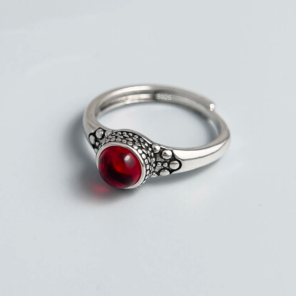 925 Sterling Silver Stone Adjustable Ring