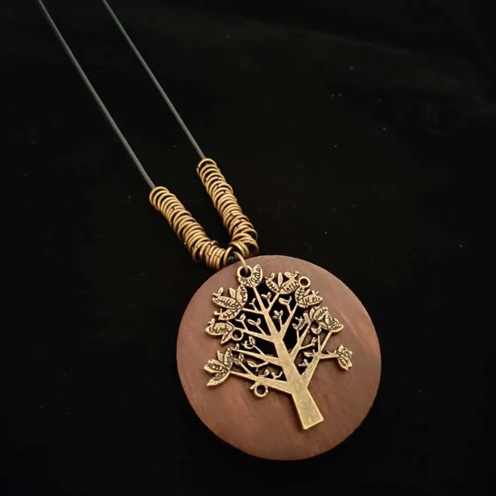 Retro Wooden Pendant Aluminum Alloy Chain Necklace Selection