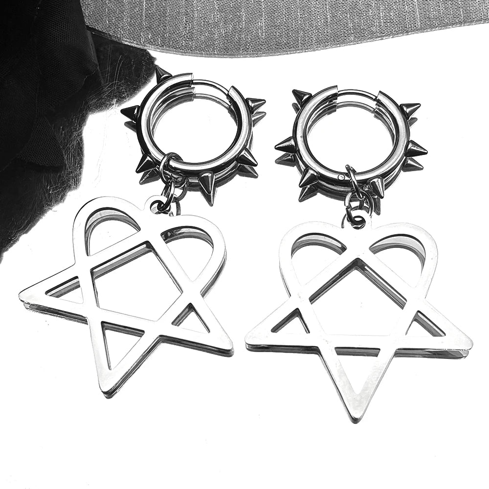 Punk Spike Rivet Goth Hoop Stainless Steel Earrings Collection