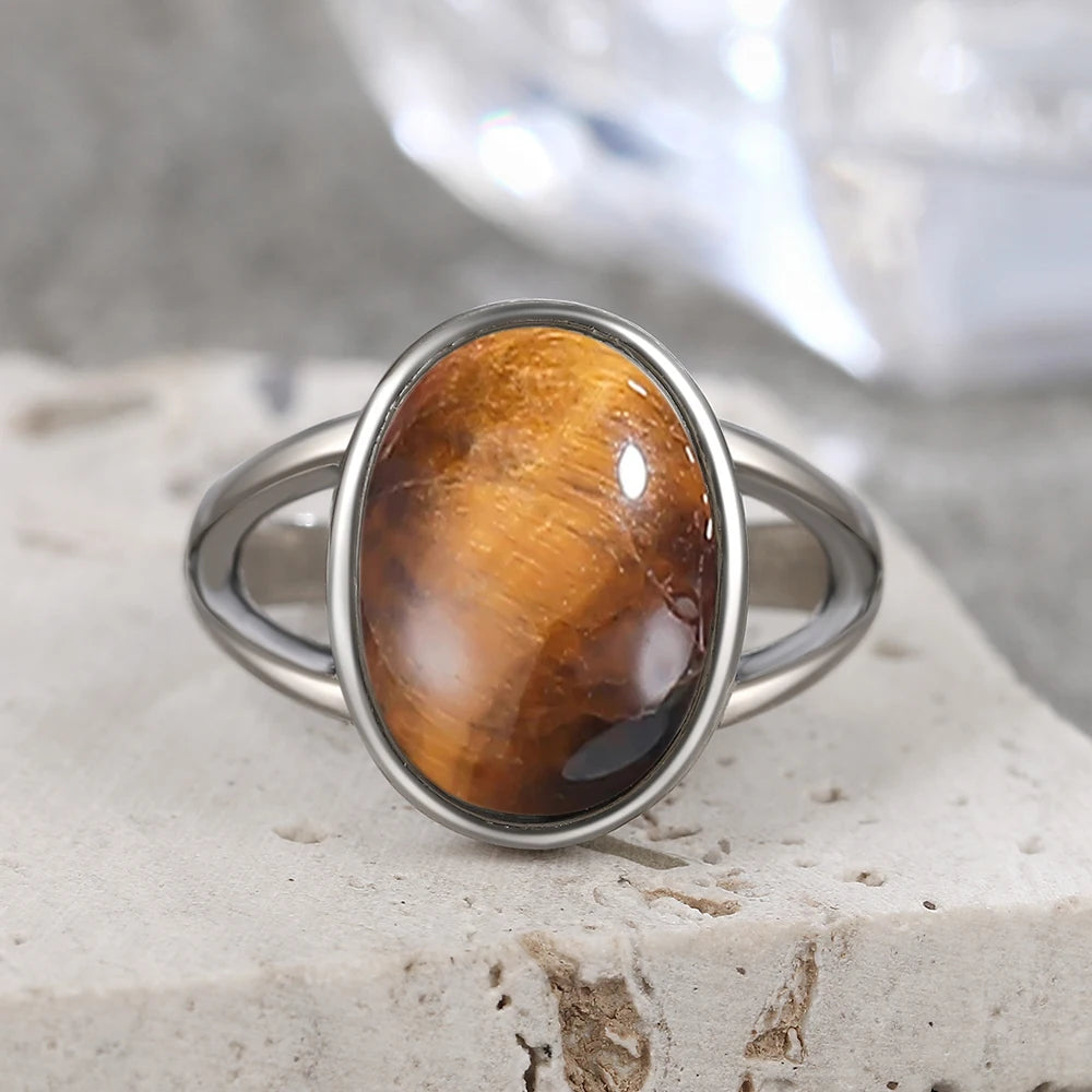 925 Sterling Silver Ring Natural 8-10mm Moonstone Ring