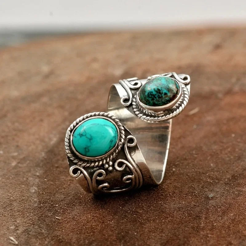 Amazing Collection of Turquoise Adjustable Zinc Alloy Rings - Bold, Statement, Boho