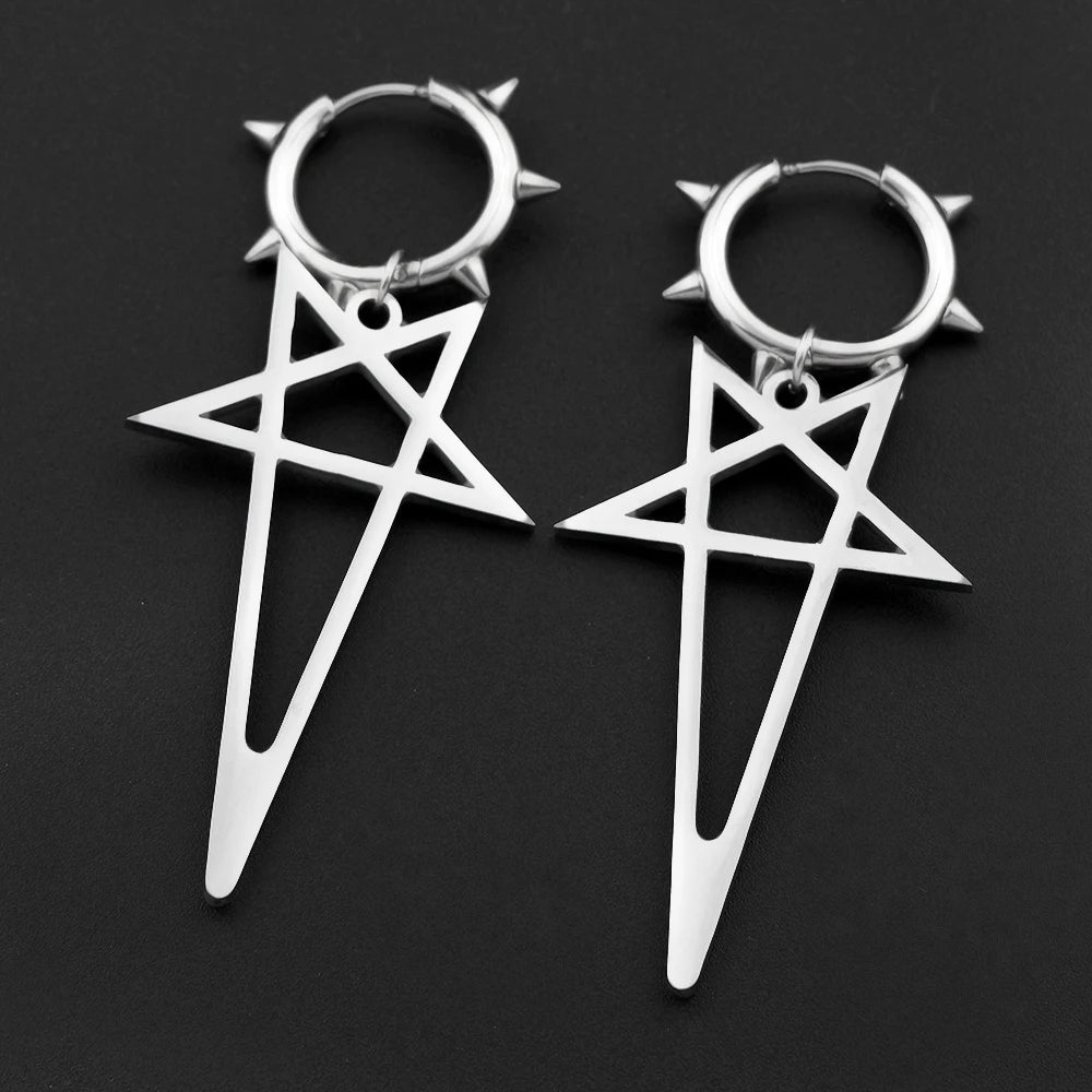 Punk Spike Rivet Goth Hoop Stainless Steel Earrings Collection