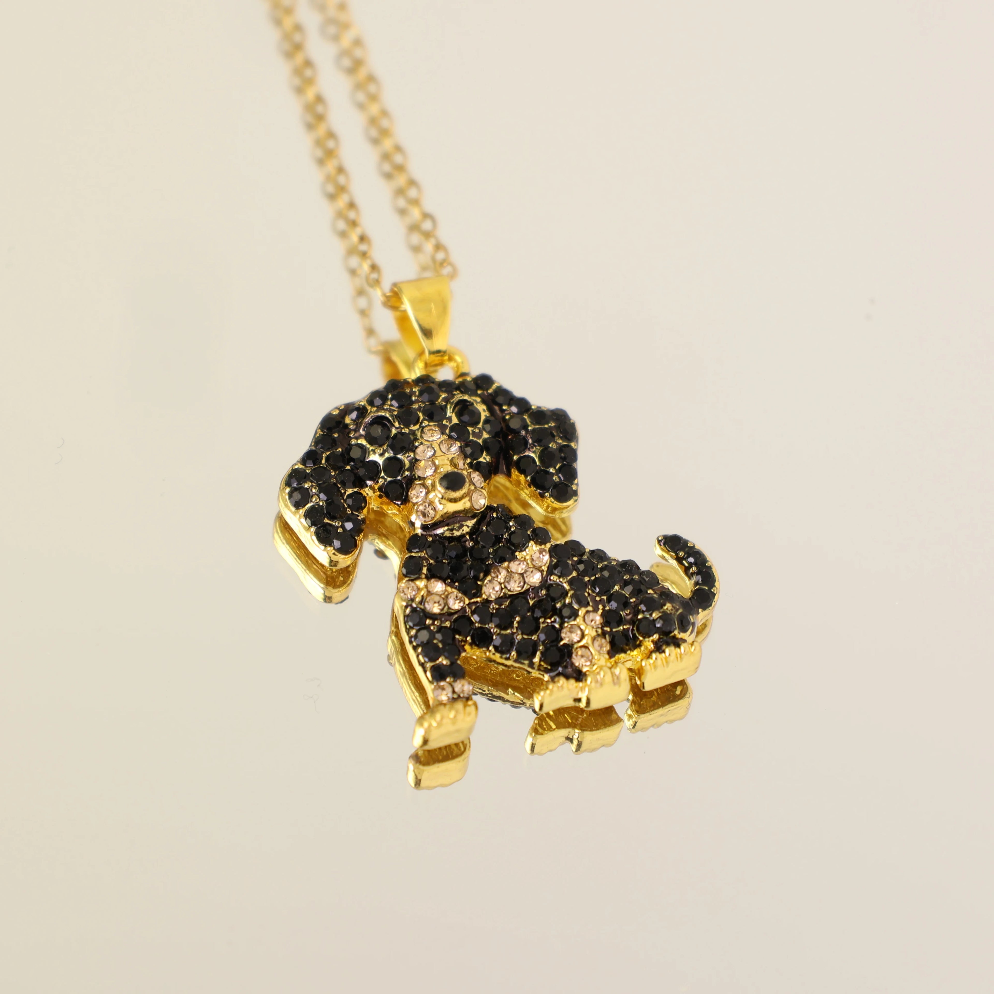 Collection of CZ Stone Dog Pendant Necklaces MANY BREEDS in Gold/Silver Tone Alloy - Choose Your Breed