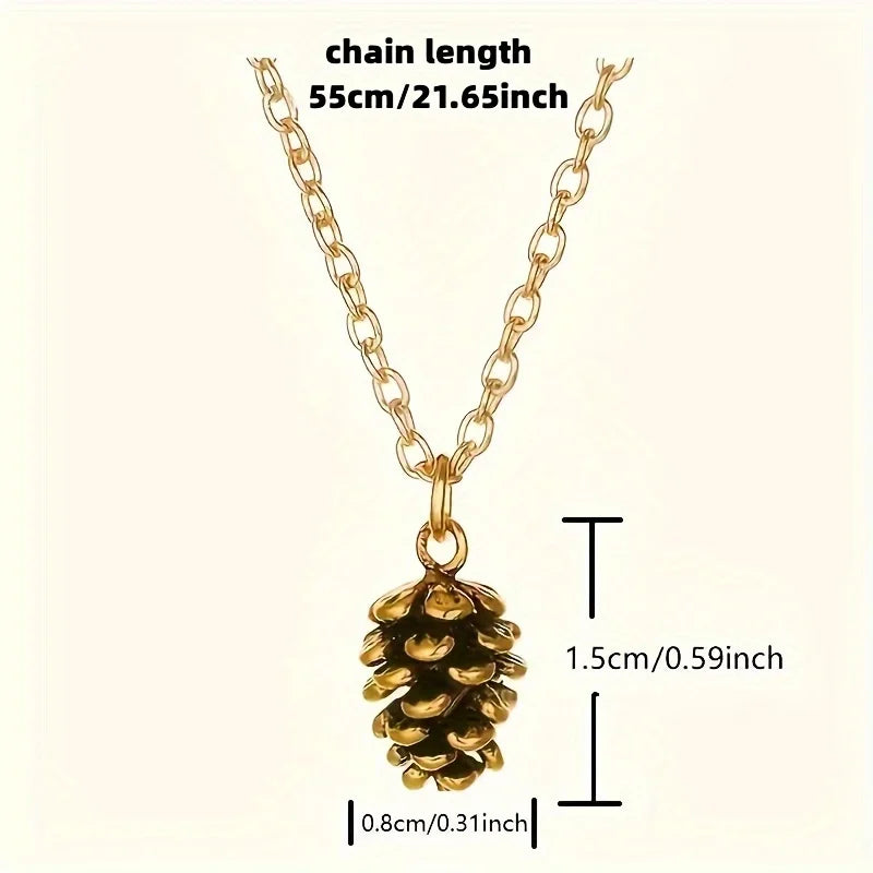 Retro Zinc Alloy Pine Pendant Necklace