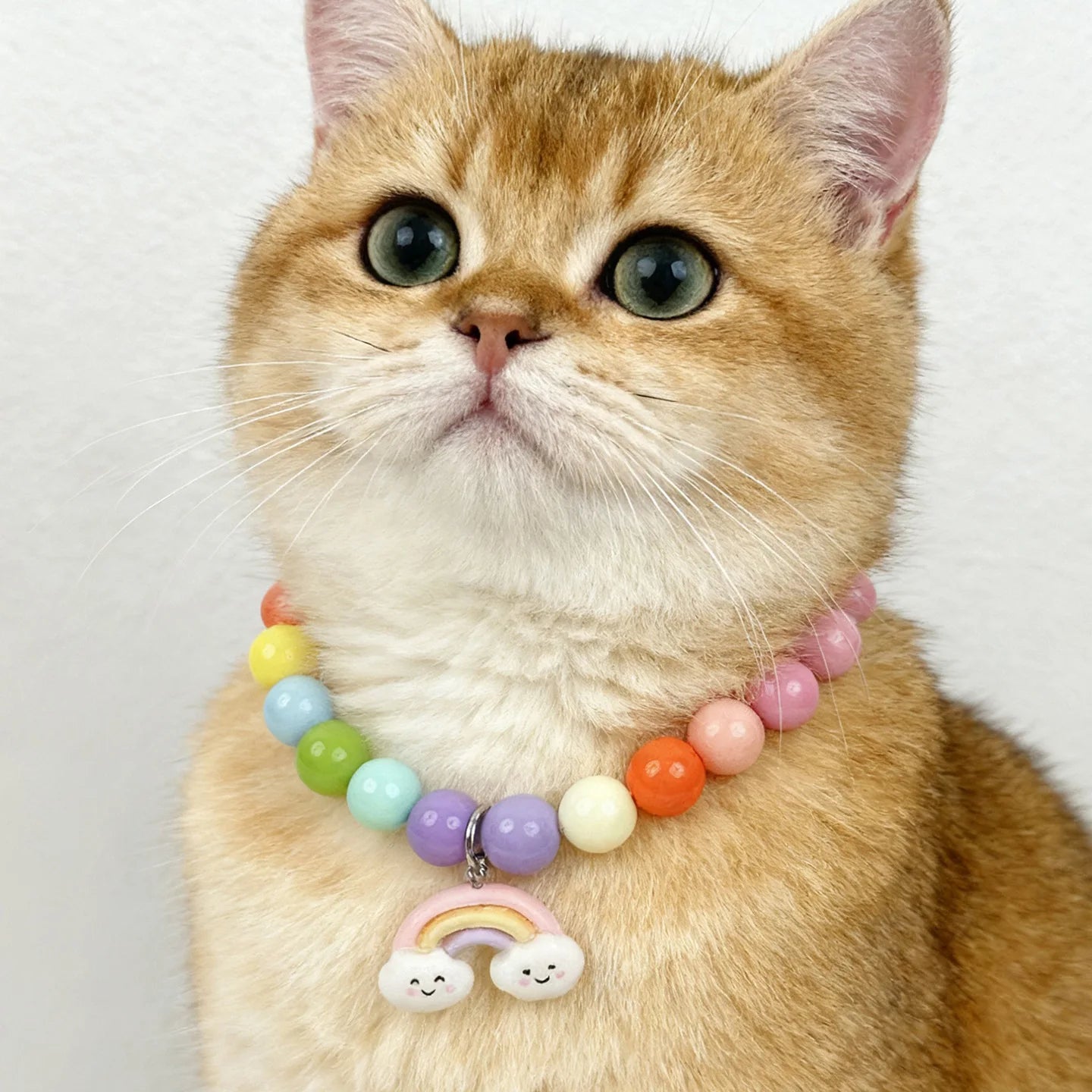 Sweet Cartoon Cat Pet Necklace: Handmade Beaded Adjustable for Small Dogs & Cats - Adorable Kitten Charm Pendant for Small Pets