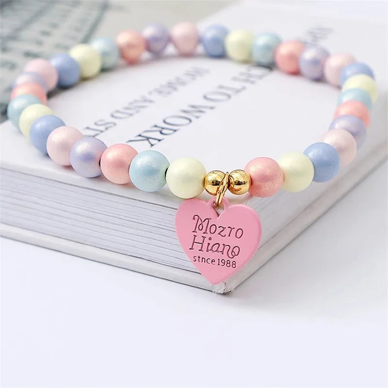 Customizable Heart Alloy Pendant Colorful Resin Bead Necklace for Cats & Dogs - Name Tag