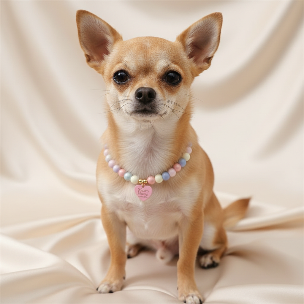 Personalized Heart Charm Pet Necklace with Colorful Resin Beads – Custom Name Tag Jewelry for Cats & Dogs
