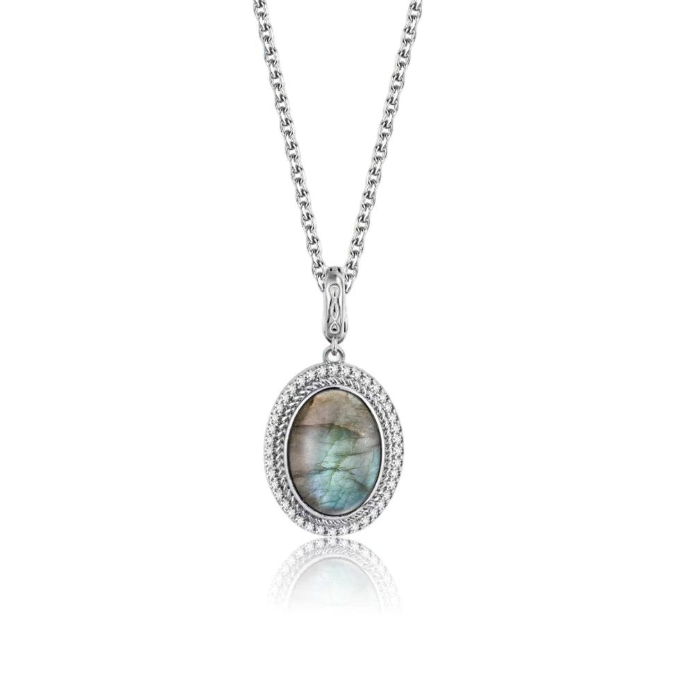 925 Sterling Silver Natural Moonstone Pendant & Earrings Set