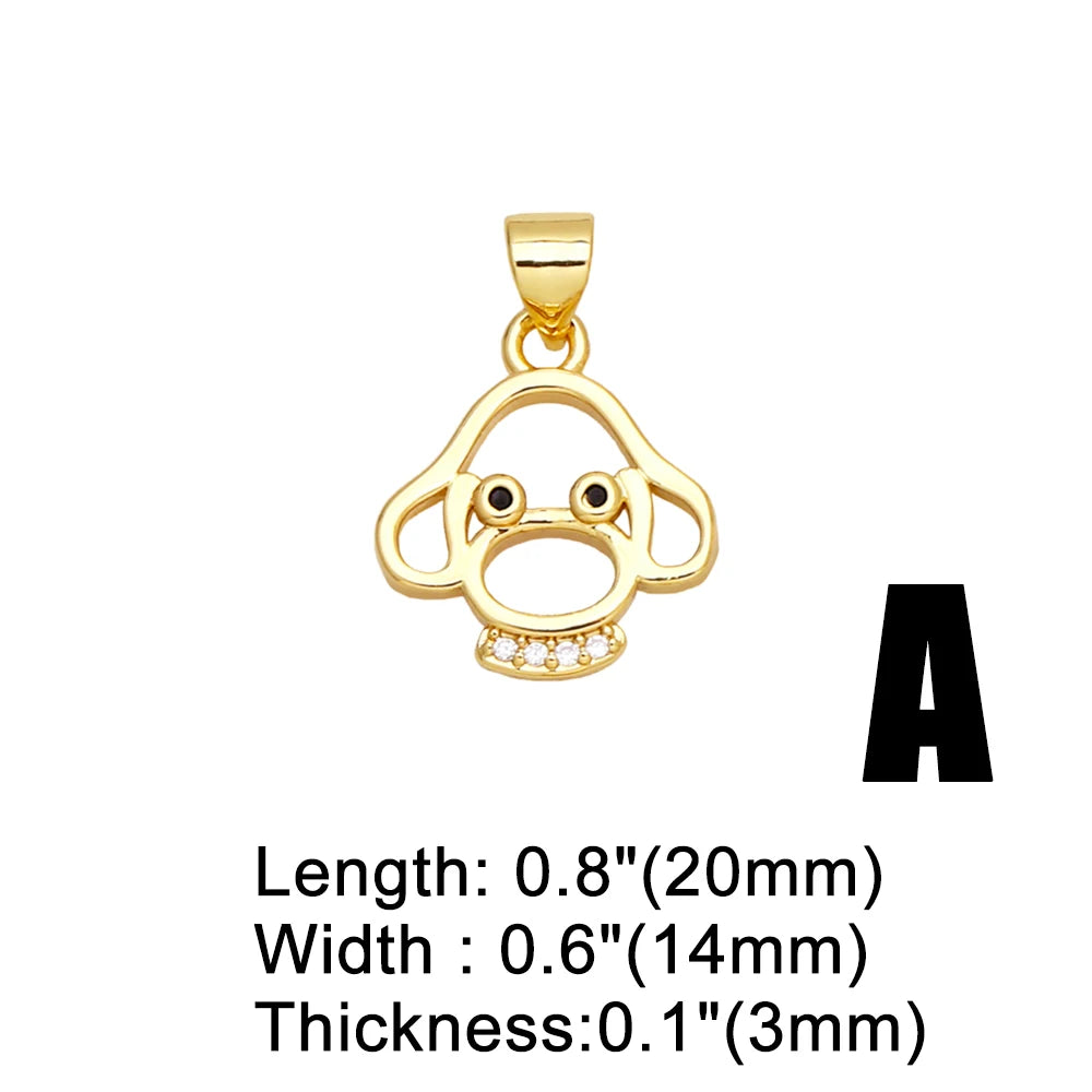 Mini Dog Theme Paw Pendant Gold Plated Brass with Cubic Zirconia Stones - Adorable, Precious