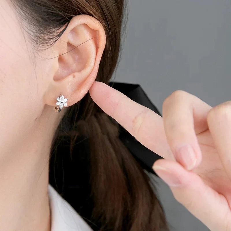 925 Sterling Silver Flower CZ Earrings