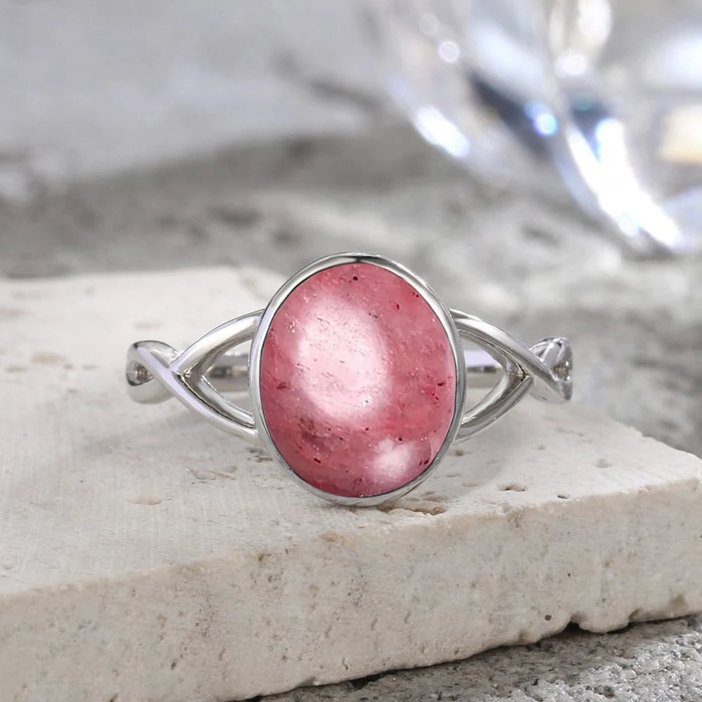 925 Sterling Silver Ring Natural 8-10mm Moonstone Ring