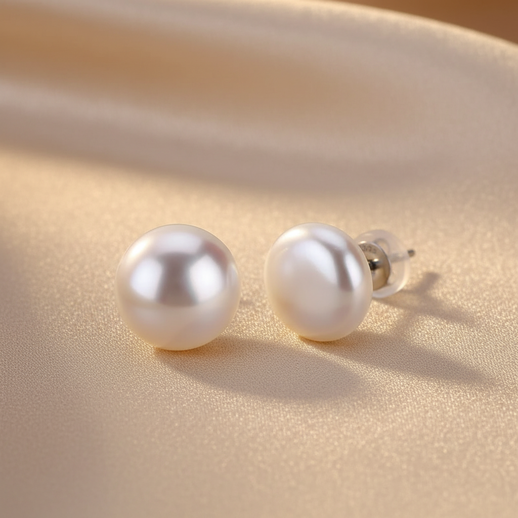 925 Sterling Silver Natural Freshwater Coin Pearl Stud Earrings