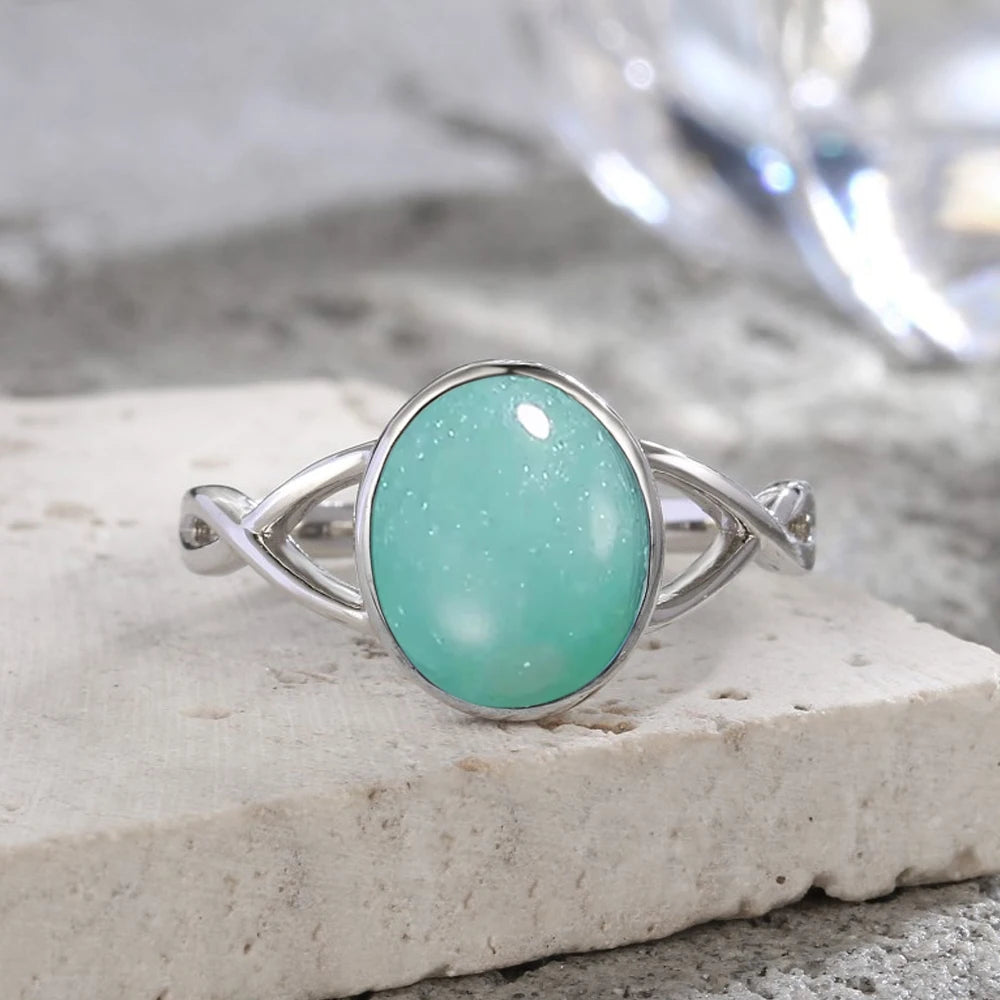 925 Sterling Silver Ring Natural 8-10mm Moonstone Ring
