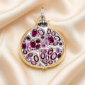 Large Pomegranate Pendant with Zircon Stones in 925 Sterling Silver