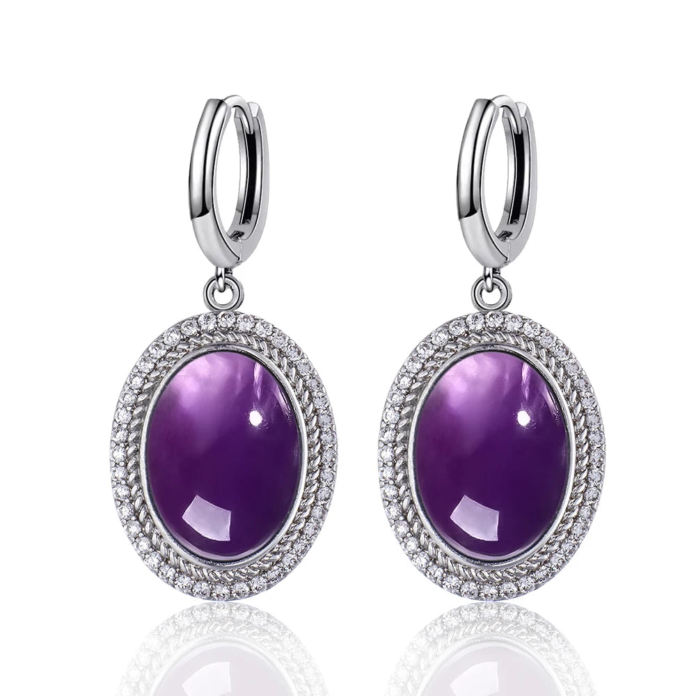 925 Sterling Silver Natural Moonstone Pendant & Earrings Set