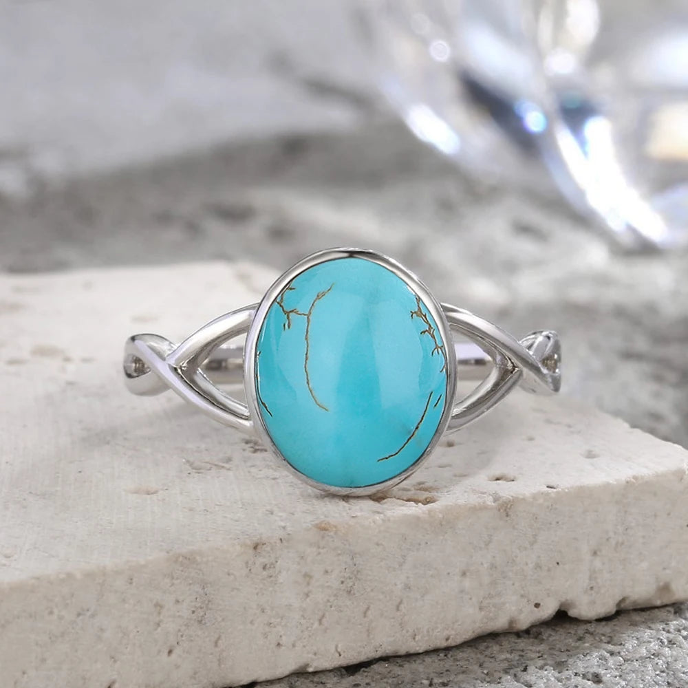 925 Sterling Silver Ring Natural 8-10mm Moonstone Ring