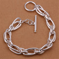Polished 925 Sterling Silver Multi Chain Link Modern Charms Bracelet