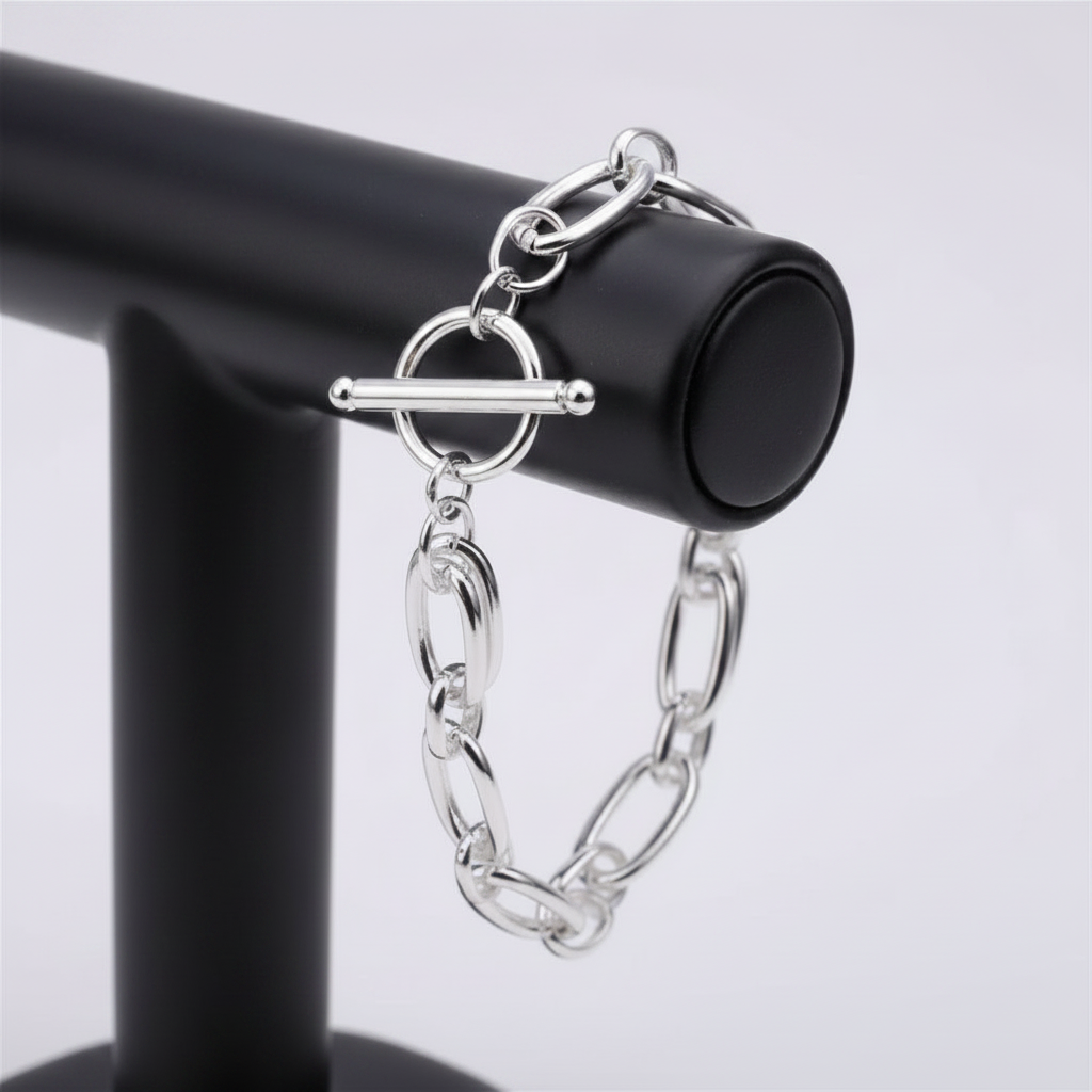 Multi Chain Link Charms Bracelet in 925 Sterling Silver