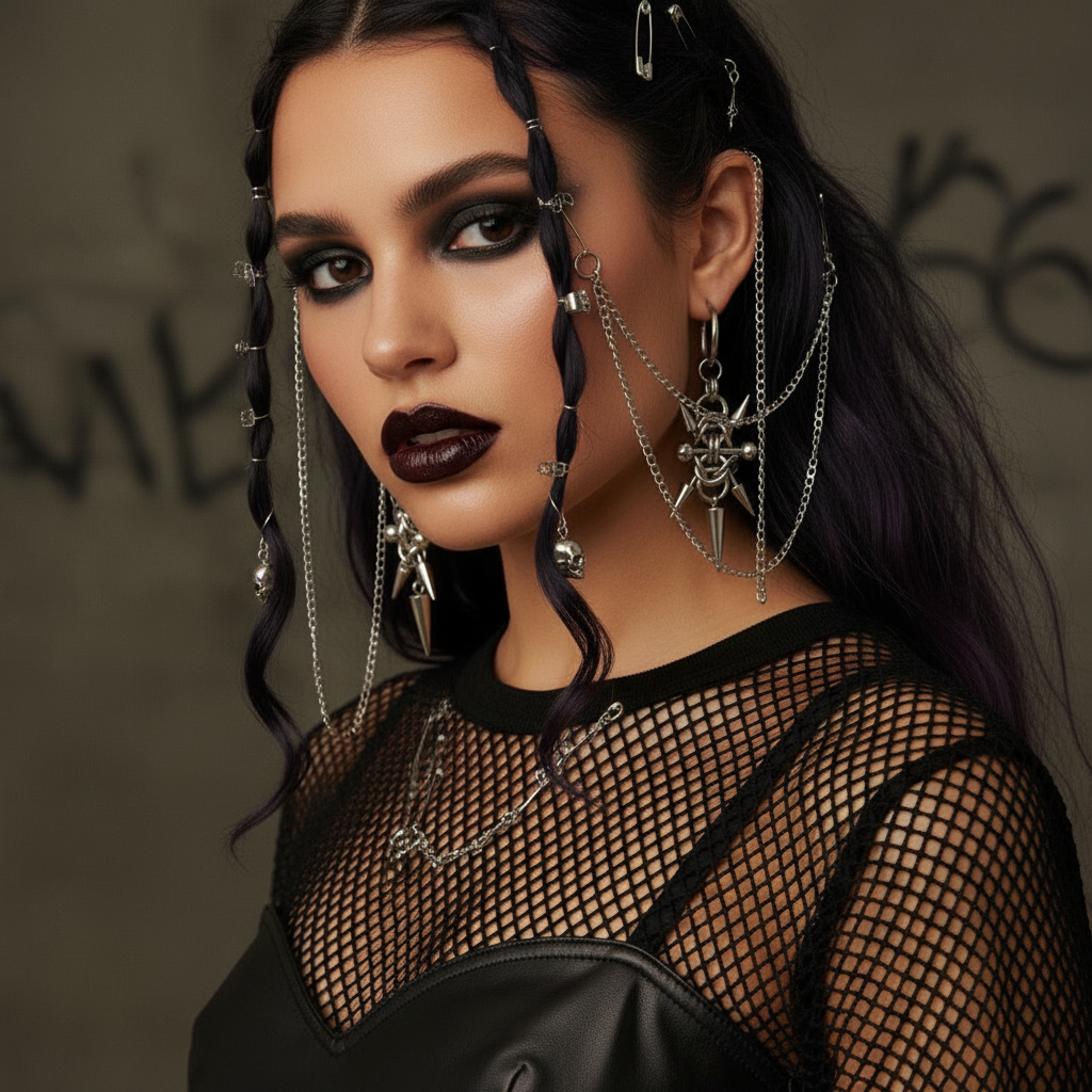 Gothic Punk Y2K Stainless Steel Spike Hoops Piercing Long Dangle Earrings