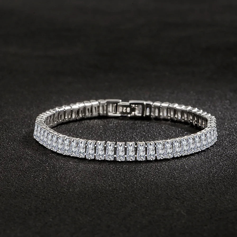 Selection of 925 Sterling Silver Chain Bracelets with Multi-colored Zircons