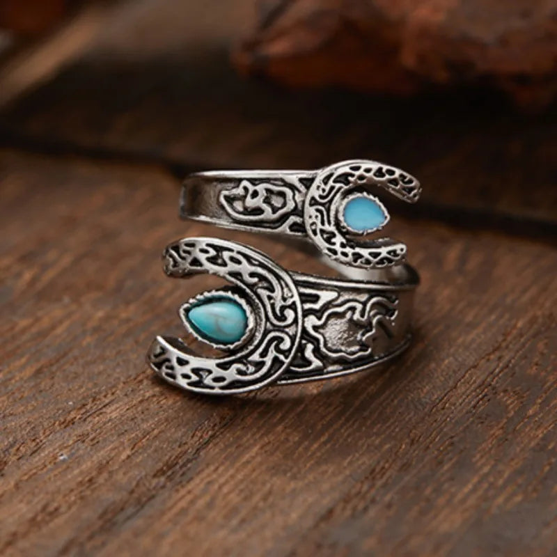 Amazing Collection of Turquoise Adjustable Zinc Alloy Rings - Bold, Statement, Boho