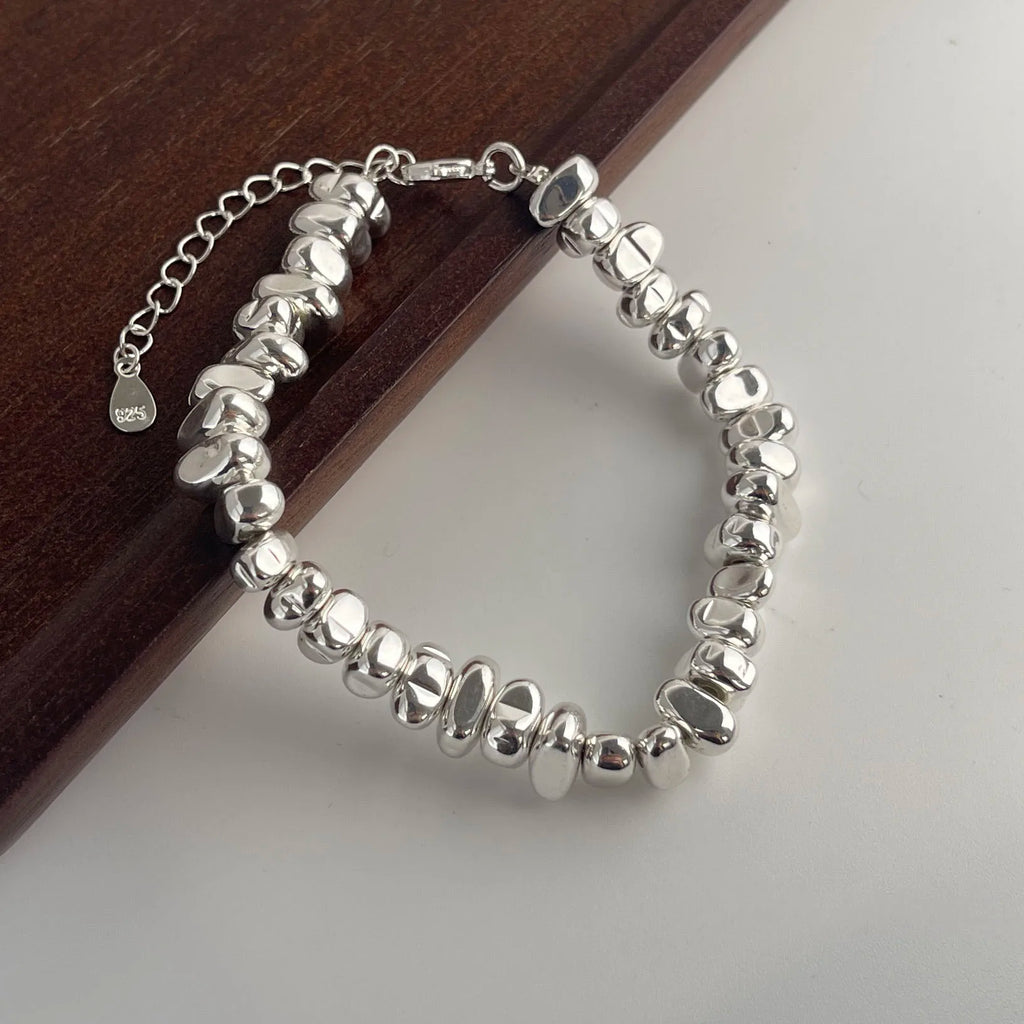 925 Sterling Silver Uneven Bead Bracelet