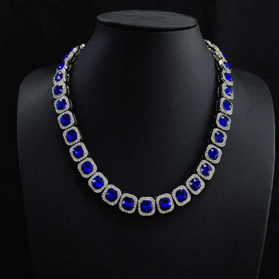 Owner & Pet Necklace Set with Large Square Rhinestones & CZ - Luxurious, Superstar, Red Carpet