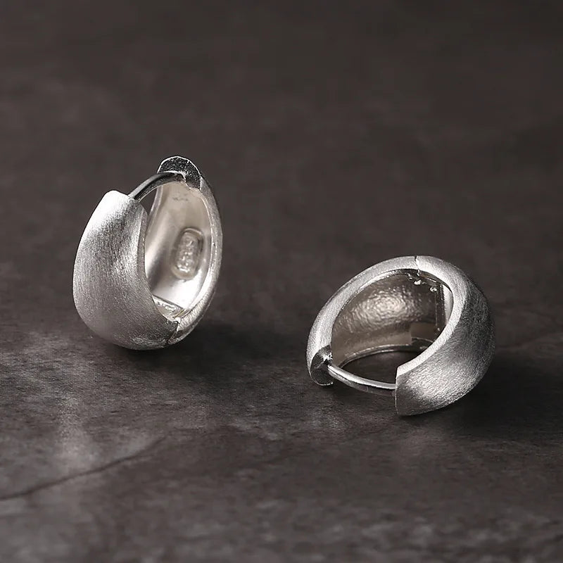 Matte 925 Sterling Silver Hoop Earrings