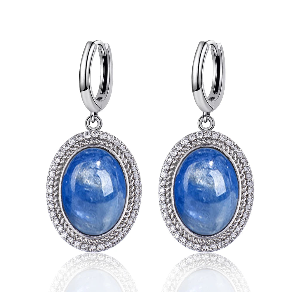 925 Sterling Silver Natural Moonstone Pendant & Earrings Set