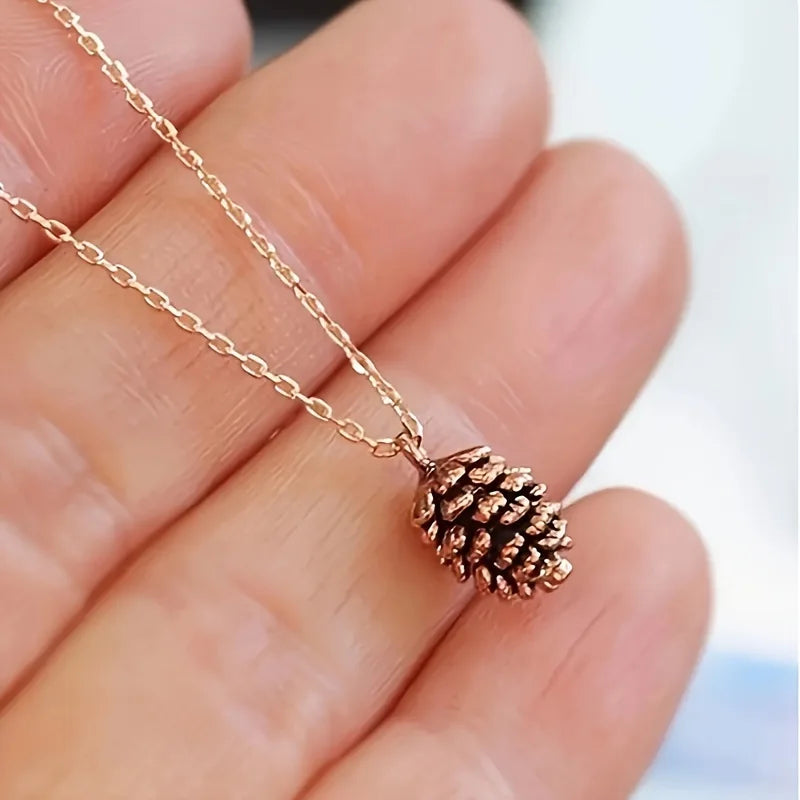 Retro Zinc Alloy Pine Pendant Necklace